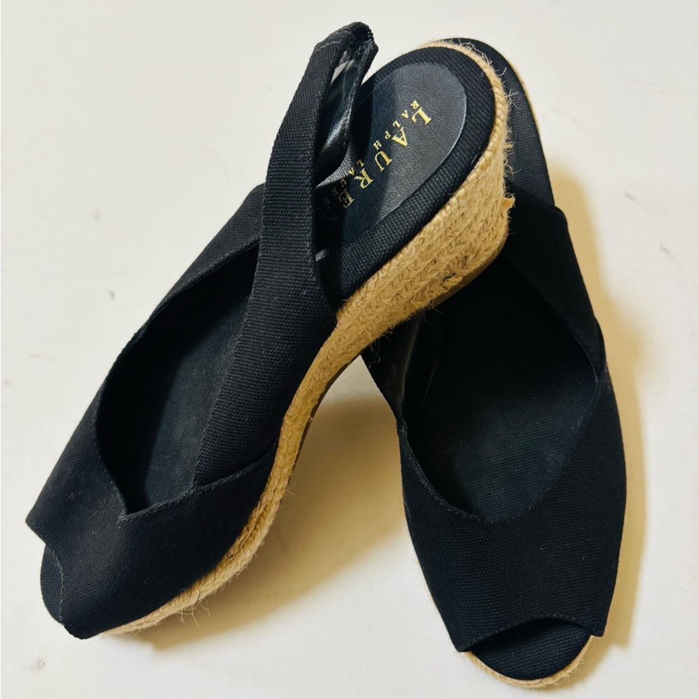 Black Women's Espadrille Wedge Sandals